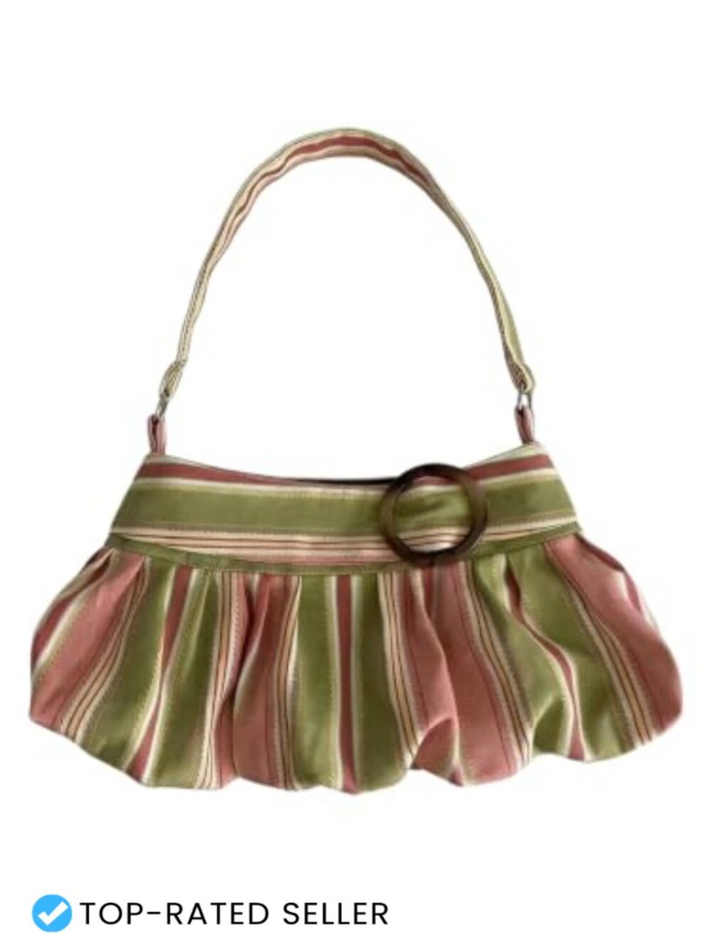 Striped Hobo Shoulder Bag Ruched Strap Retro Y2K Underarm Purse